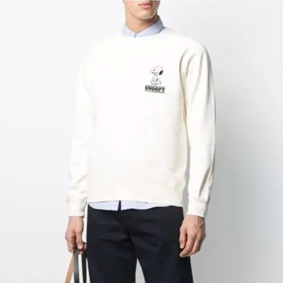 Sandro x Snoopy Smile Sweatshirt Crewneck Cotton Long Sleeve White Mens Size XXL - Picture 1 of 8